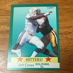 Fleer 1991 Jeff Cross Dolphins Football Card - Teal Border